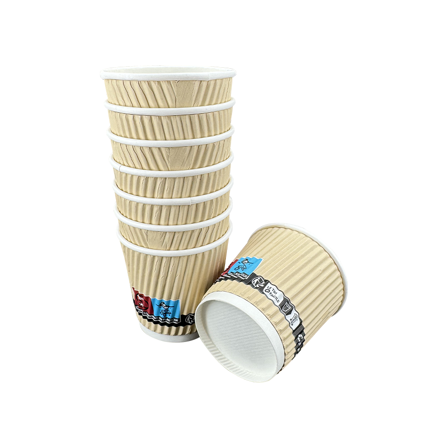 4oz Dalgalanma Duvar Tek Kullanımlık Yalıtımlı Kahve Kağıt Bardakları